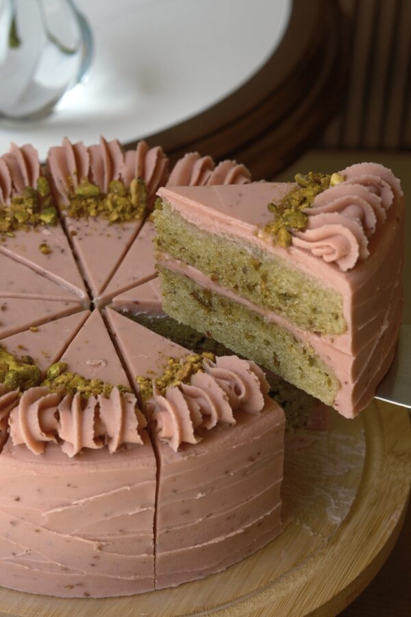 Pistachio Raspberry Cake (8")